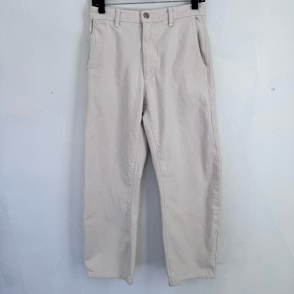 Road to Nowhere Twill Pilon Barrel Leg Pants Cream size 2